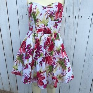 Strapless floral party dress size 4